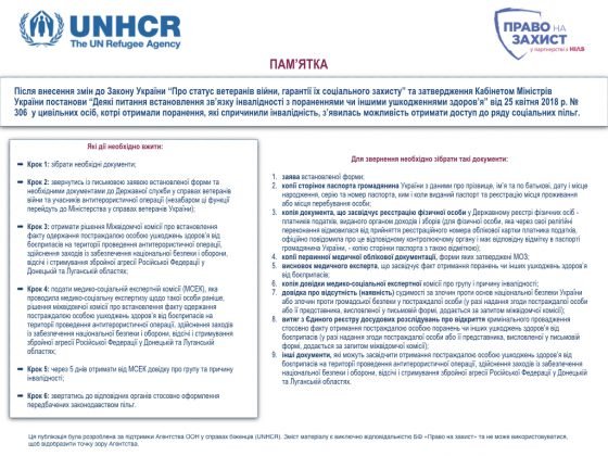 Оформлення статусу особи з інвалідністю цивільними особами, які постраждали внаслідок бойових дій на сході України